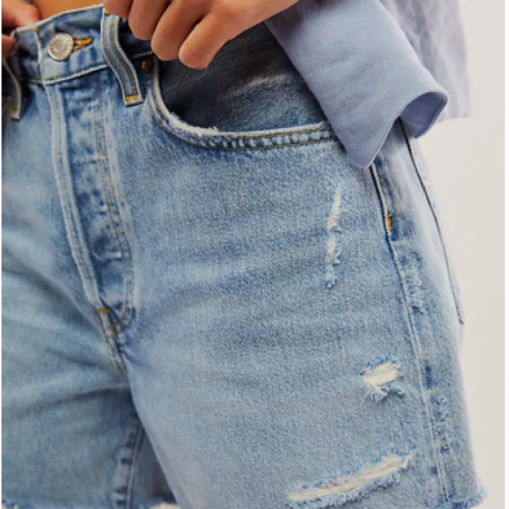 AGOLDE Parker Long  Cotton Denim Shorts